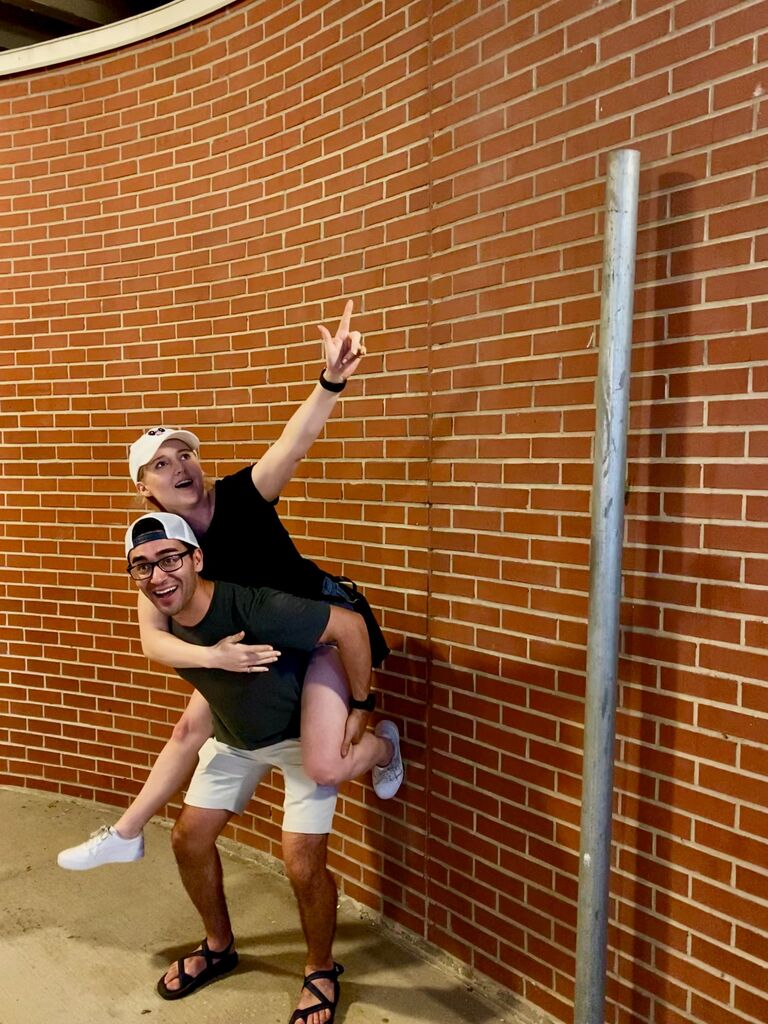 Our first photo taken together at the Mississippi State football game...a personality pic for sure. 