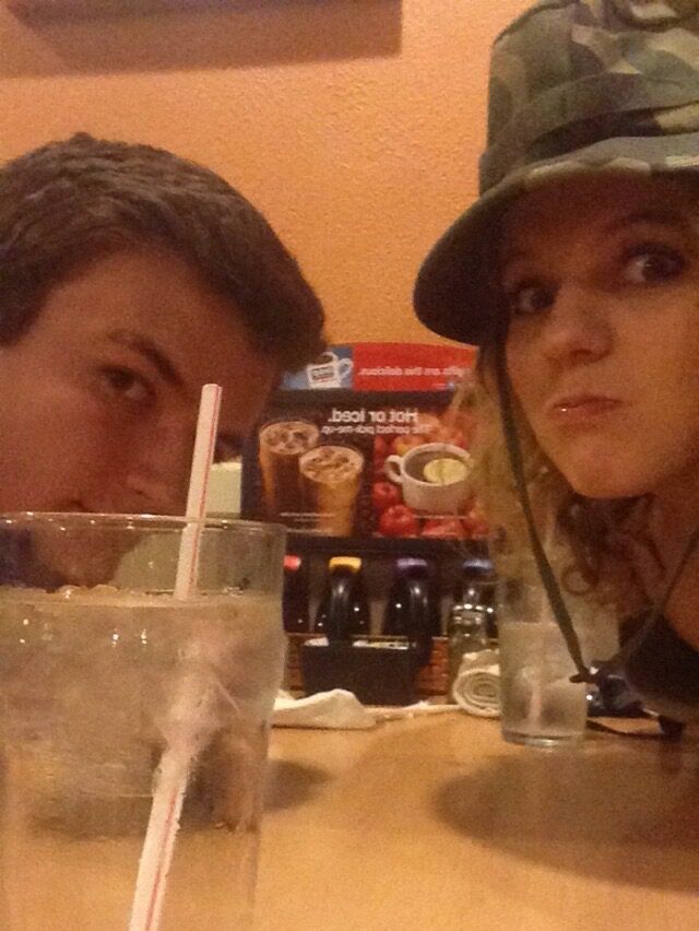 Our first date was at IHOP on Halloween. This may not be the best photo but the true beginning of our relationship!