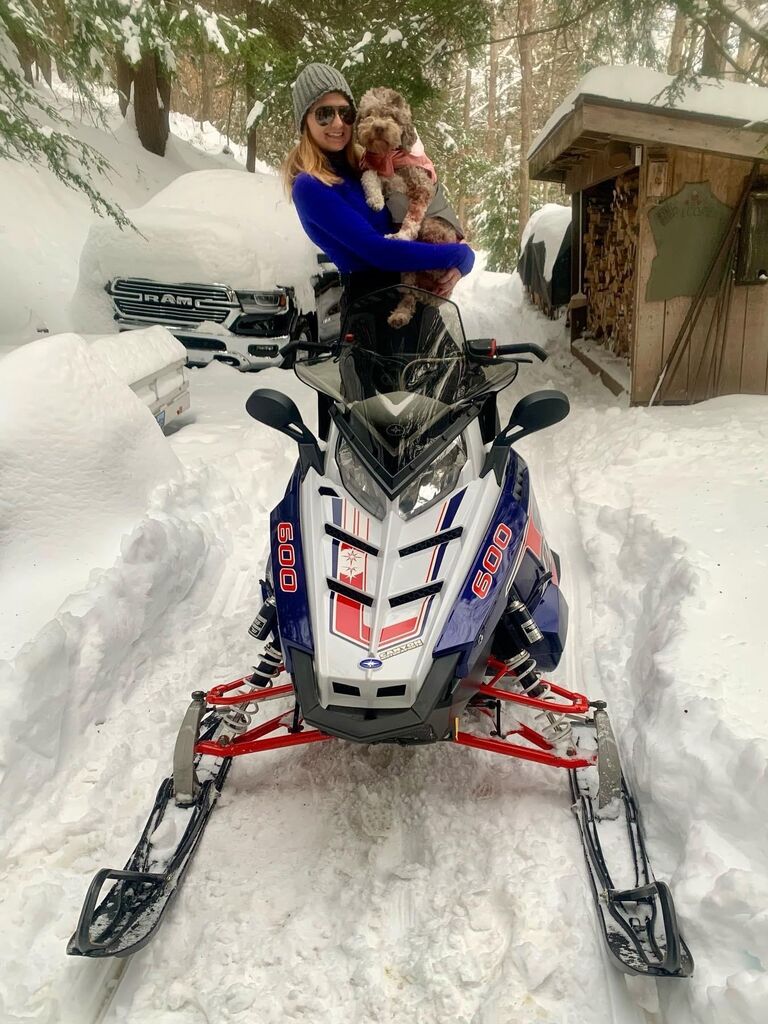 McKenzie and Poppi after snowmobiling in Potter County, PA.