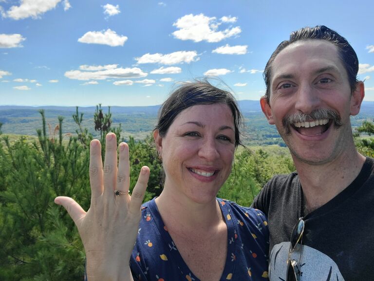 We get engaged on Shelby's birthday at the top of Monument Mountain! The Montana sapphire Adam chose matches Shelby's birthstone and her aforementioned favorite color.