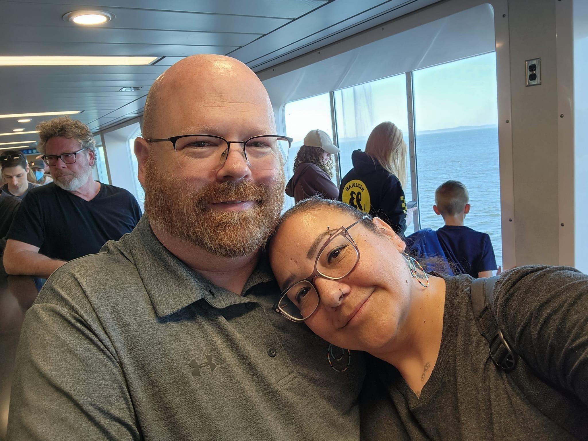 On the ferry coming home from spending time with Crystel and Ian