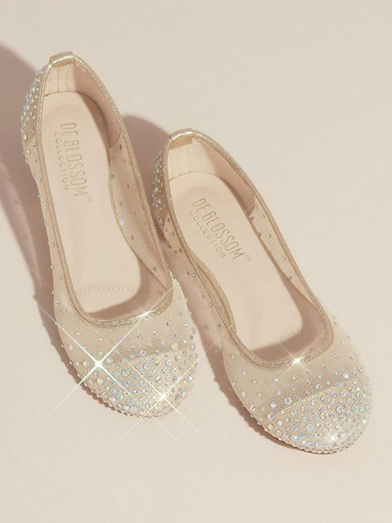 gold bridesmaid shoes flats