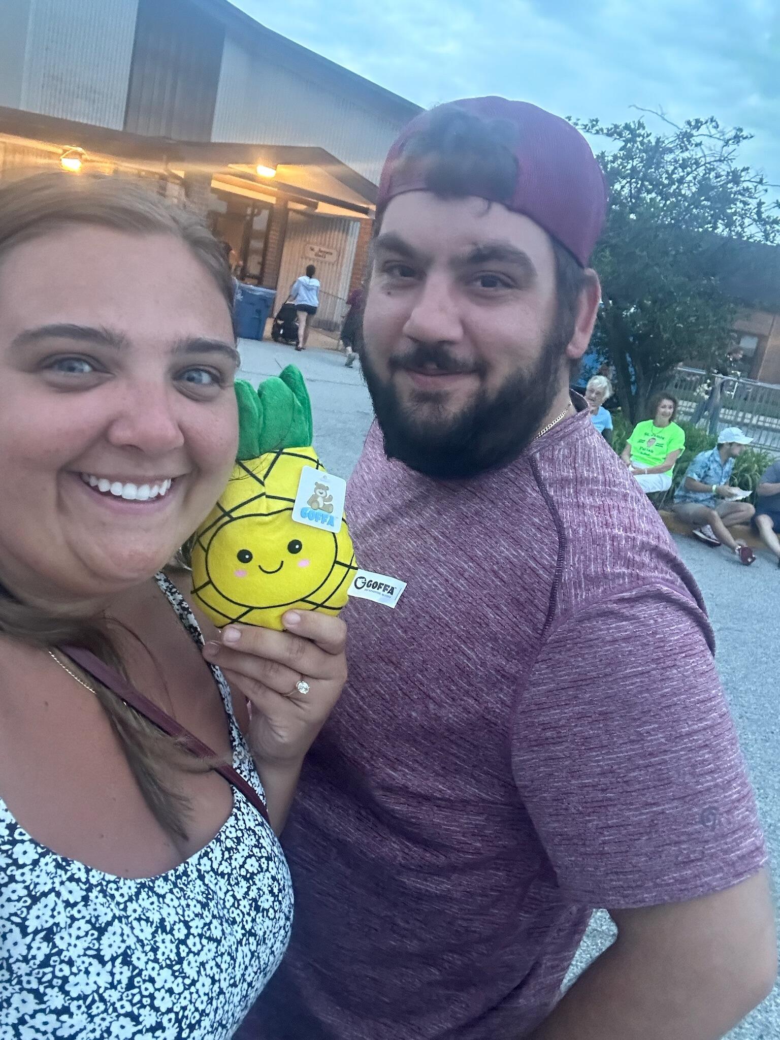 Celebrating "one year" to the wedding by listening to our wedding band at a carnival
