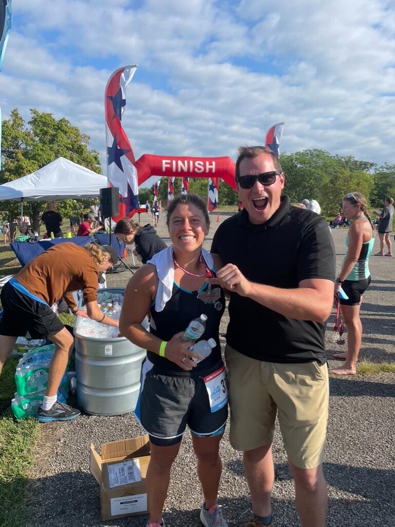 Post triathlon victory face