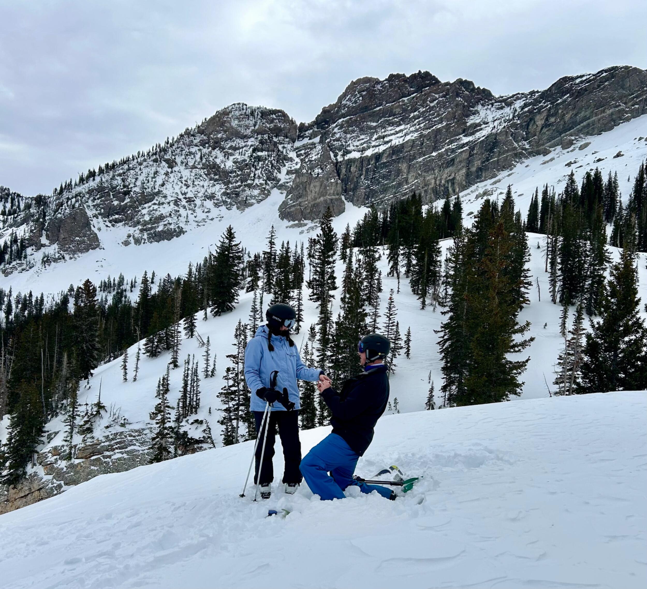 Joe proposed on a ski trip in Alta, UT!