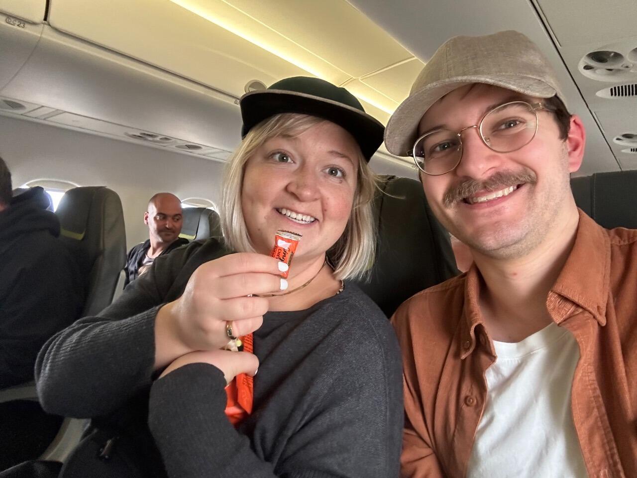 If you look in our eyes you can see how sleep deprived we were for this flight from Marrakesh to Rome.