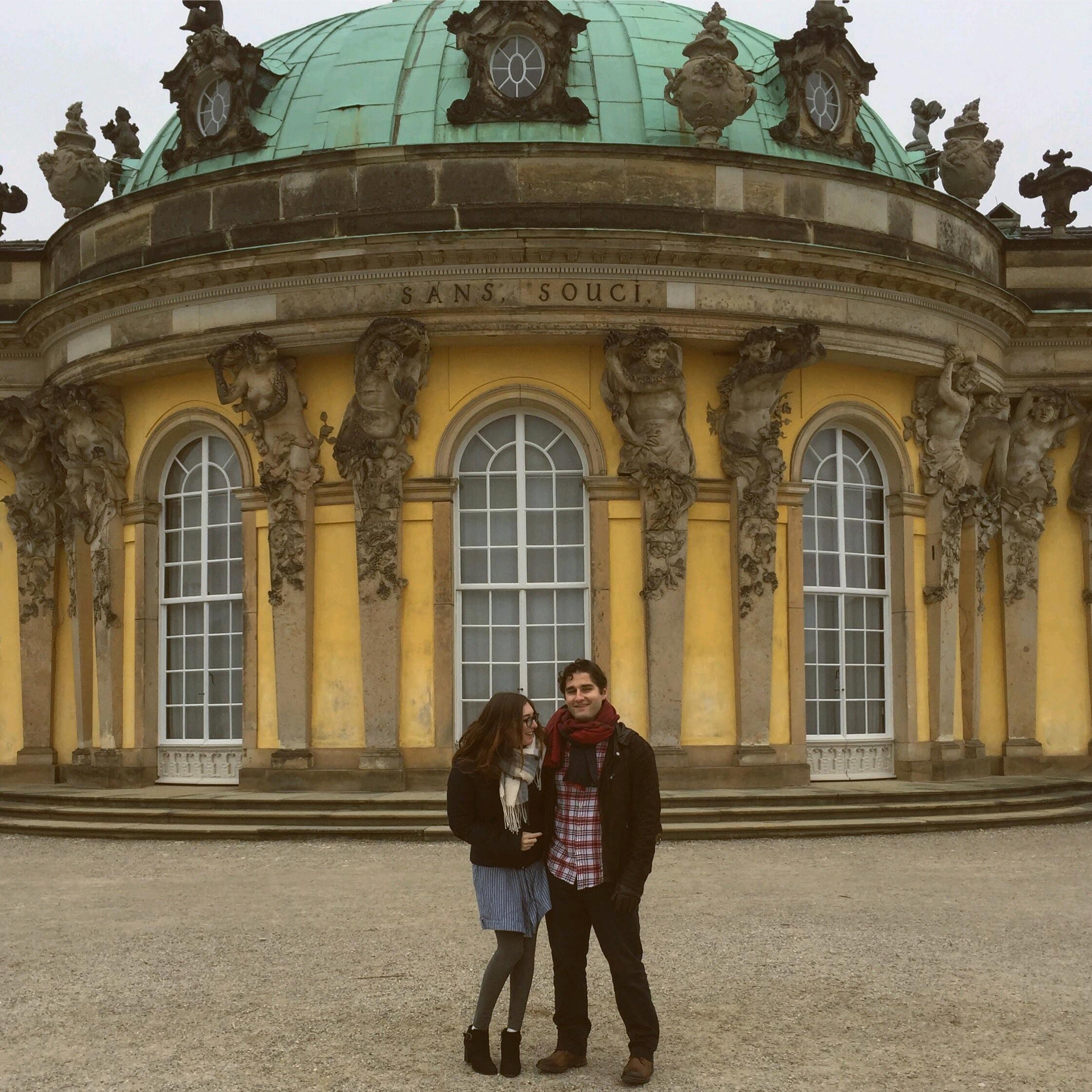 About two months after Bridget and Aaron decide to give dating long-distance a try, Bridget visits Aaron in Berlin (her first European trip!). They take a day trip to the Sanssouci Palace in Potsdam, Germany.