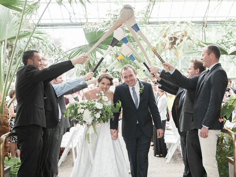 Epic Wedding Send Off with Glow Sticks Thrown at Bride and Groom 