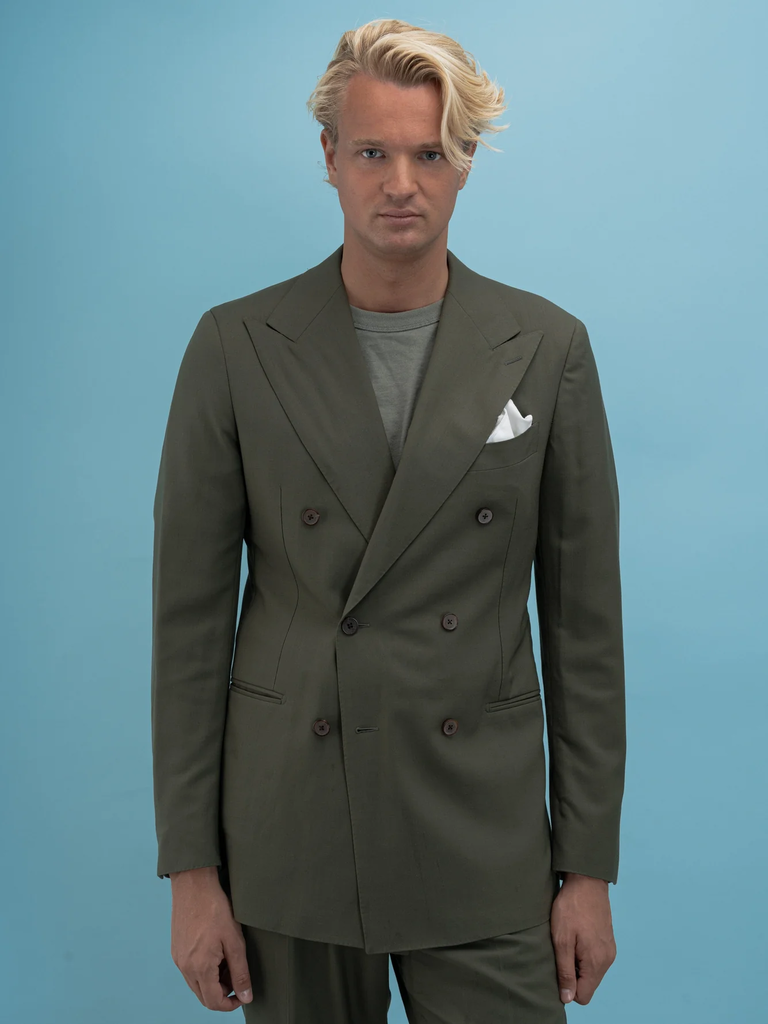 Grand Le Mar Khaki Green Wool Suit