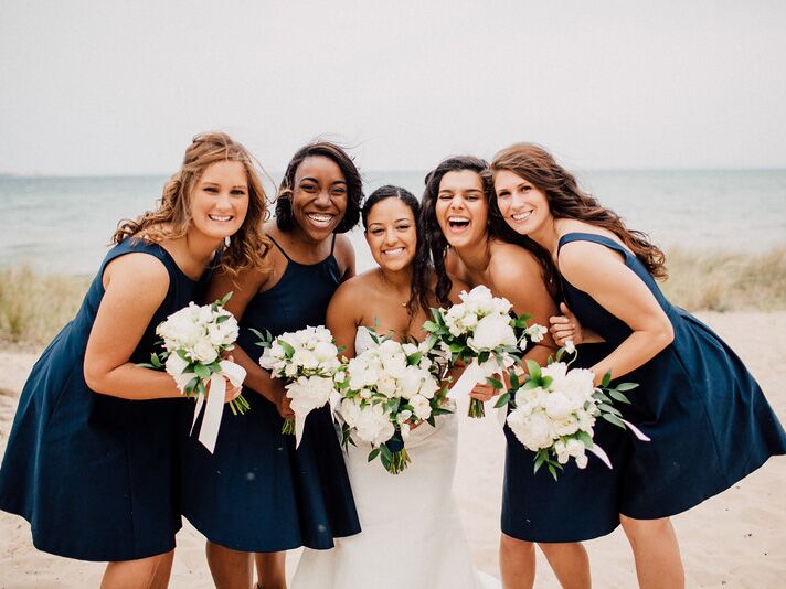 Navy blue 2024 beach bridesmaid dresses