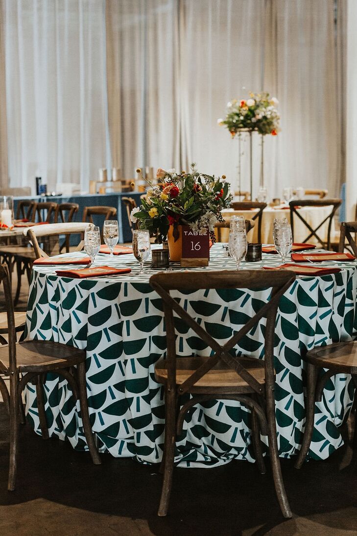 Eclectic Dining Table With Patterned Black And White Linen