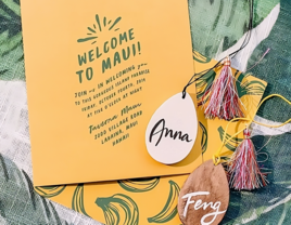 Tropical themed wedding welcome party invitation suite, wedding welcome party invitation wording