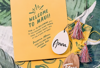 Tropical themed wedding welcome party invitation suite, wedding welcome party invitation wording