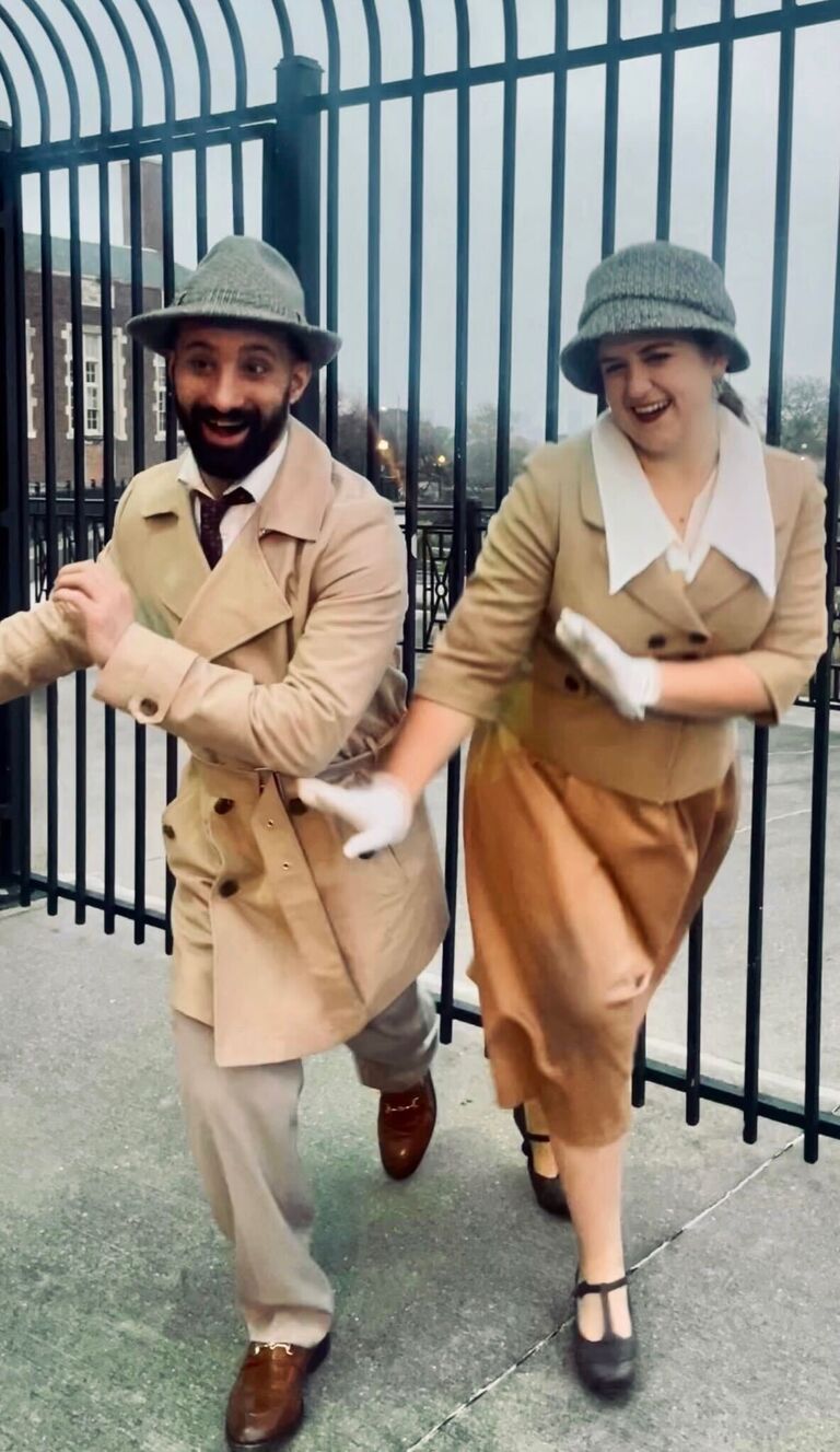 Kyle has a recurring Halloween theme to dress in a different decade every year, so we dressed as Bogie and Ingrid from Casabalanca in honor of the 1940s. 