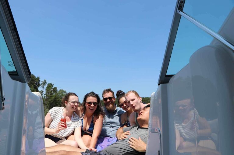 Boat trip with George, Ashton, Mike, and Cris.