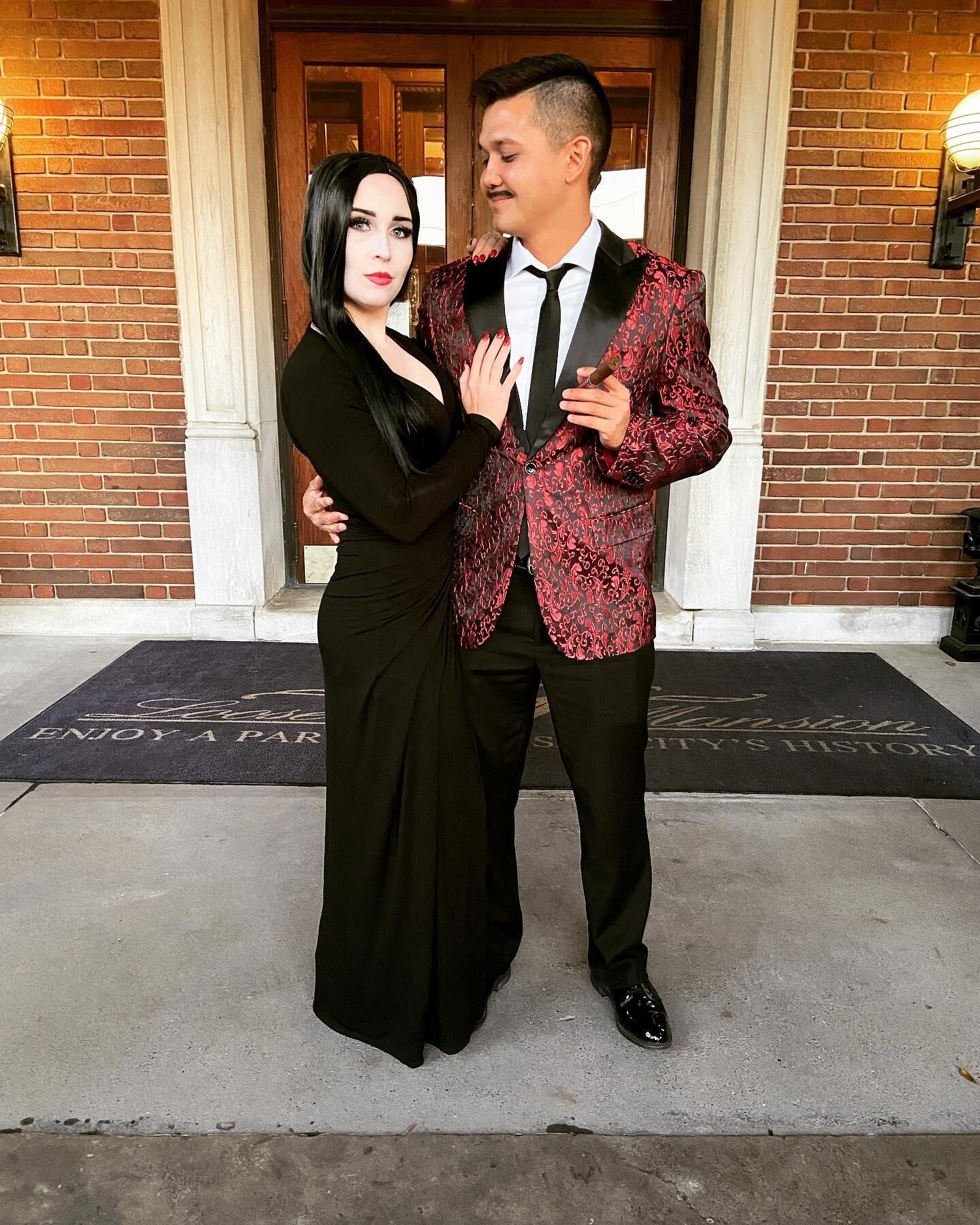 Celebrating Halloween & friends wedding as Gomez & Morticia Addams