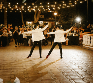 A couple dances to their favorite song. 