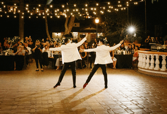 A couple dances to their favorite song. 