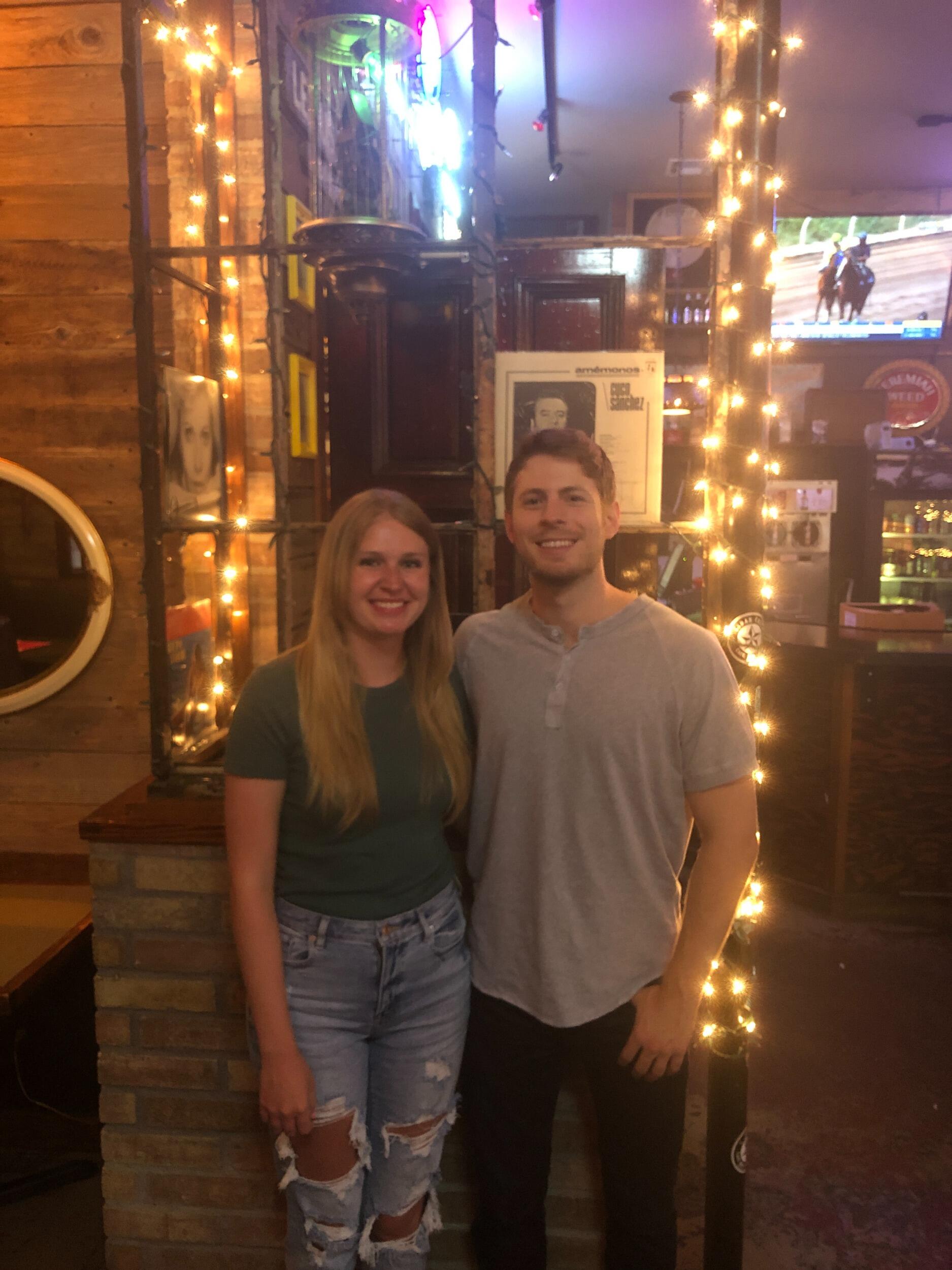 Beth & Jared's first pic together! 
After Natalie got them in touch in late April 2020, Jared & Beth had a couple of Zoom dates (a real COVID romance!) 
This photo is from Jared's first visit to see Beth in Houston and their first official double date with Ellen & Royce. (Photo cred: Ellen ;))