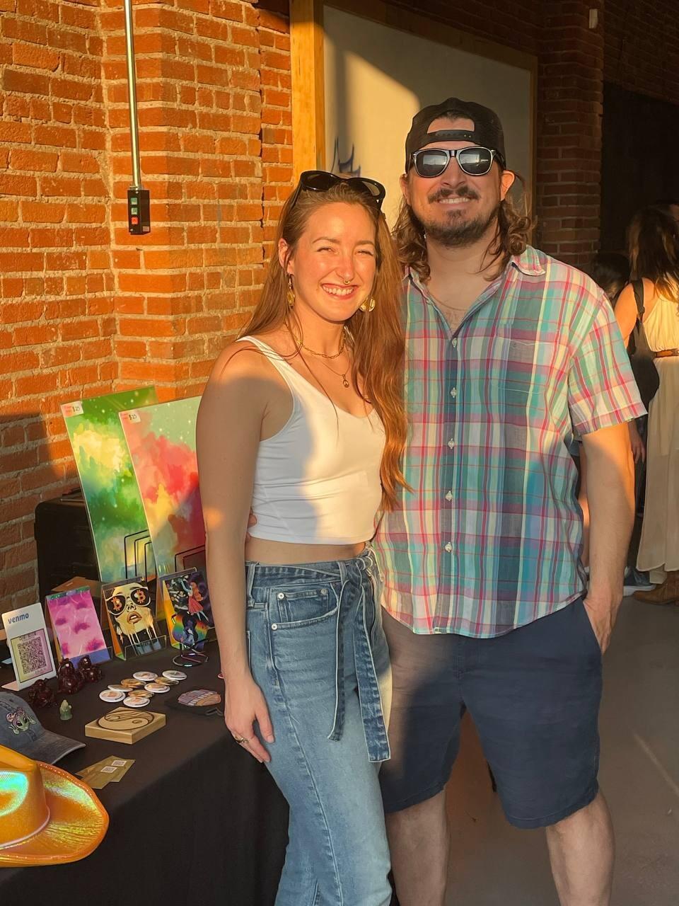 This is us at another First Friday in Kansas City, working a table together.