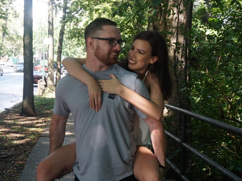 Our first picture as an official couple was taken on the outskirts of the park where we had our first date: Ewen Park.