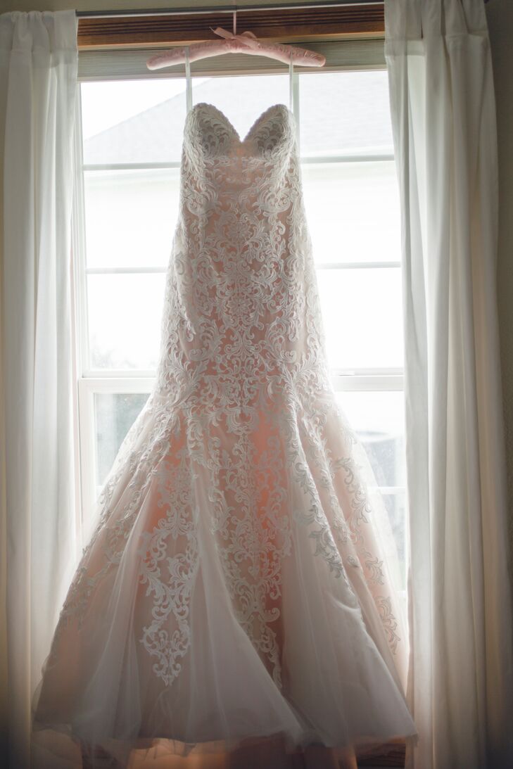 allure champagne lace wedding dress