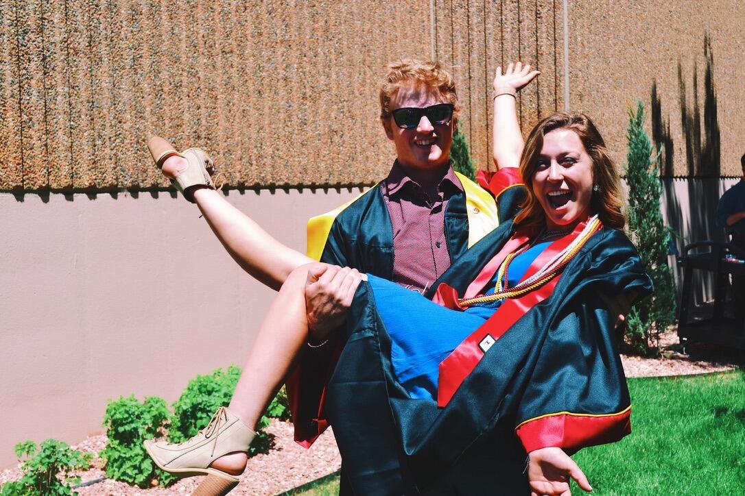 Hannah and Sam graduated from the University of Denver in 2018. Then, Sam moved back to Bozeman and Hannah stayed in Denver and they continued their relationship, long-distance style.