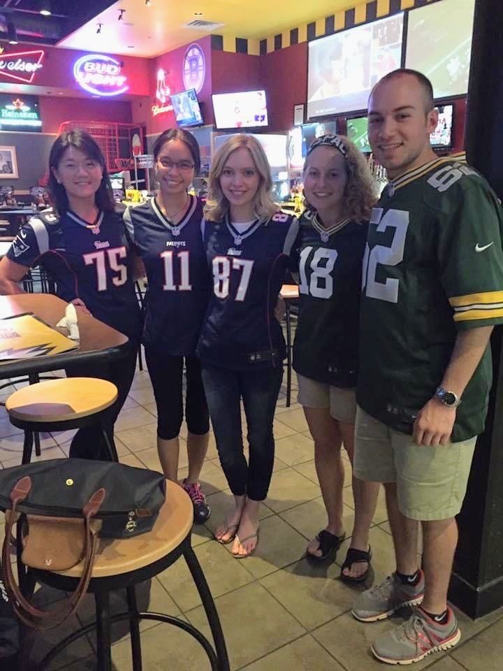 Kenzie and Matt first met at Buffalo Wild Wings to watch the Packers game with Kenzie's college friends.