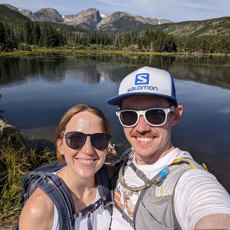 The trail took us by Sprague Lake while hiking in Rocky Mountain National Park (RMNP).