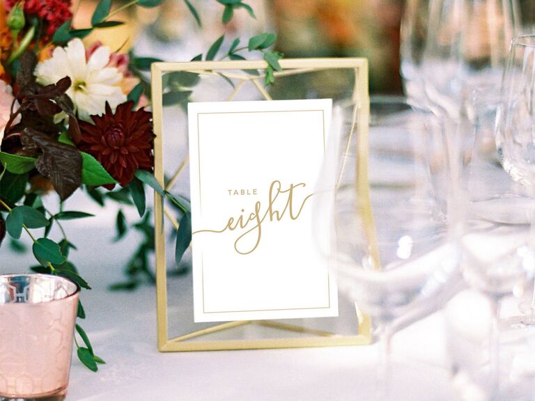 Shop Meraki Design wedding table numbers with gold frames