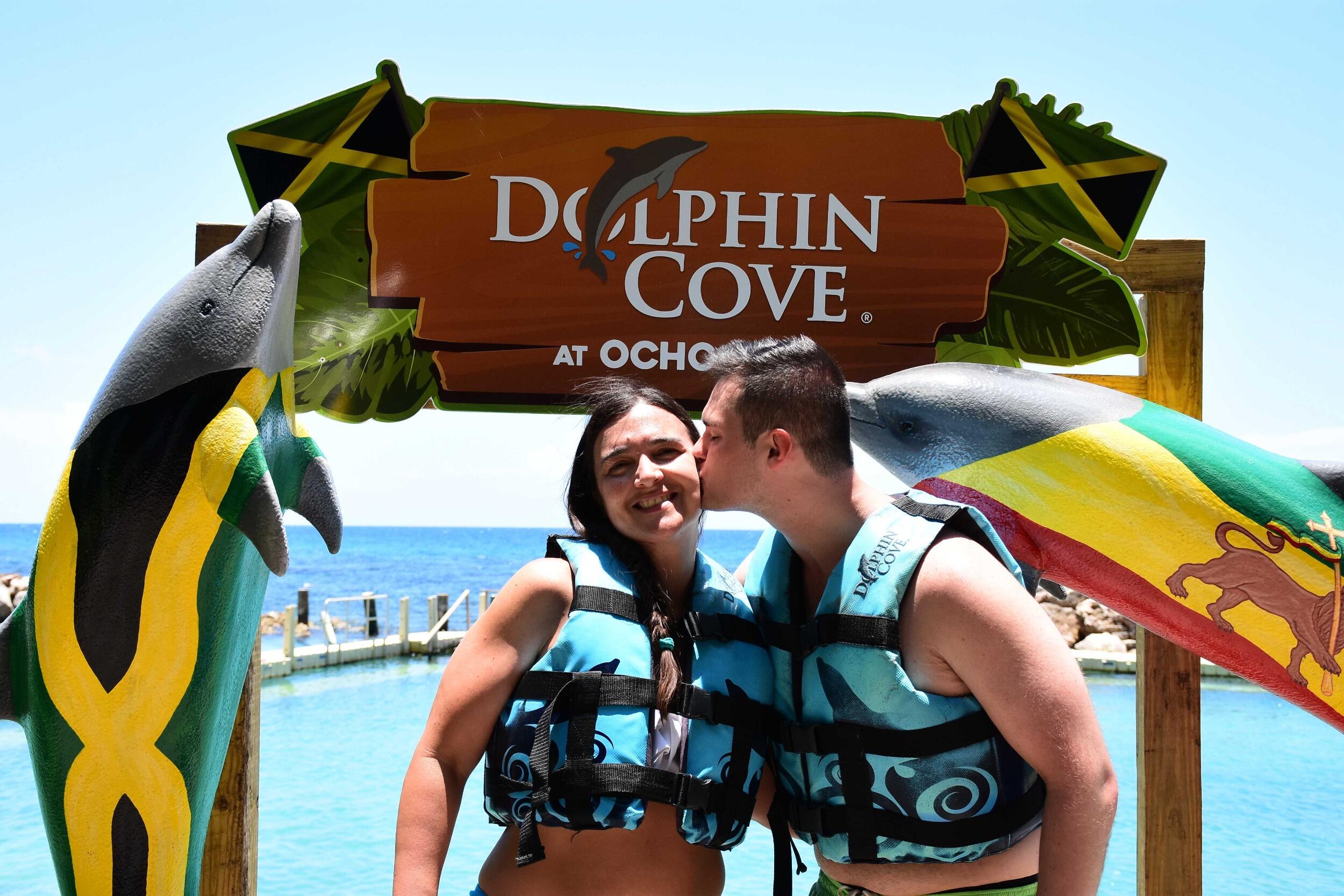Swimming with dolphins in Jamaica