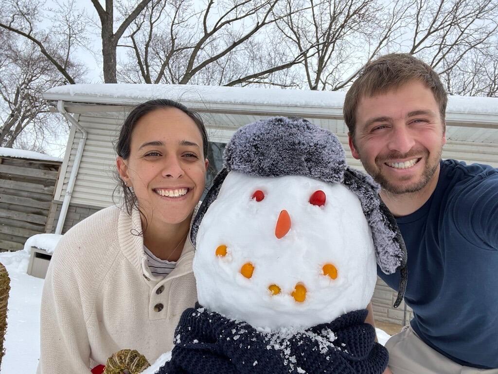 Our first professional snowman, George.  We lost that hat.