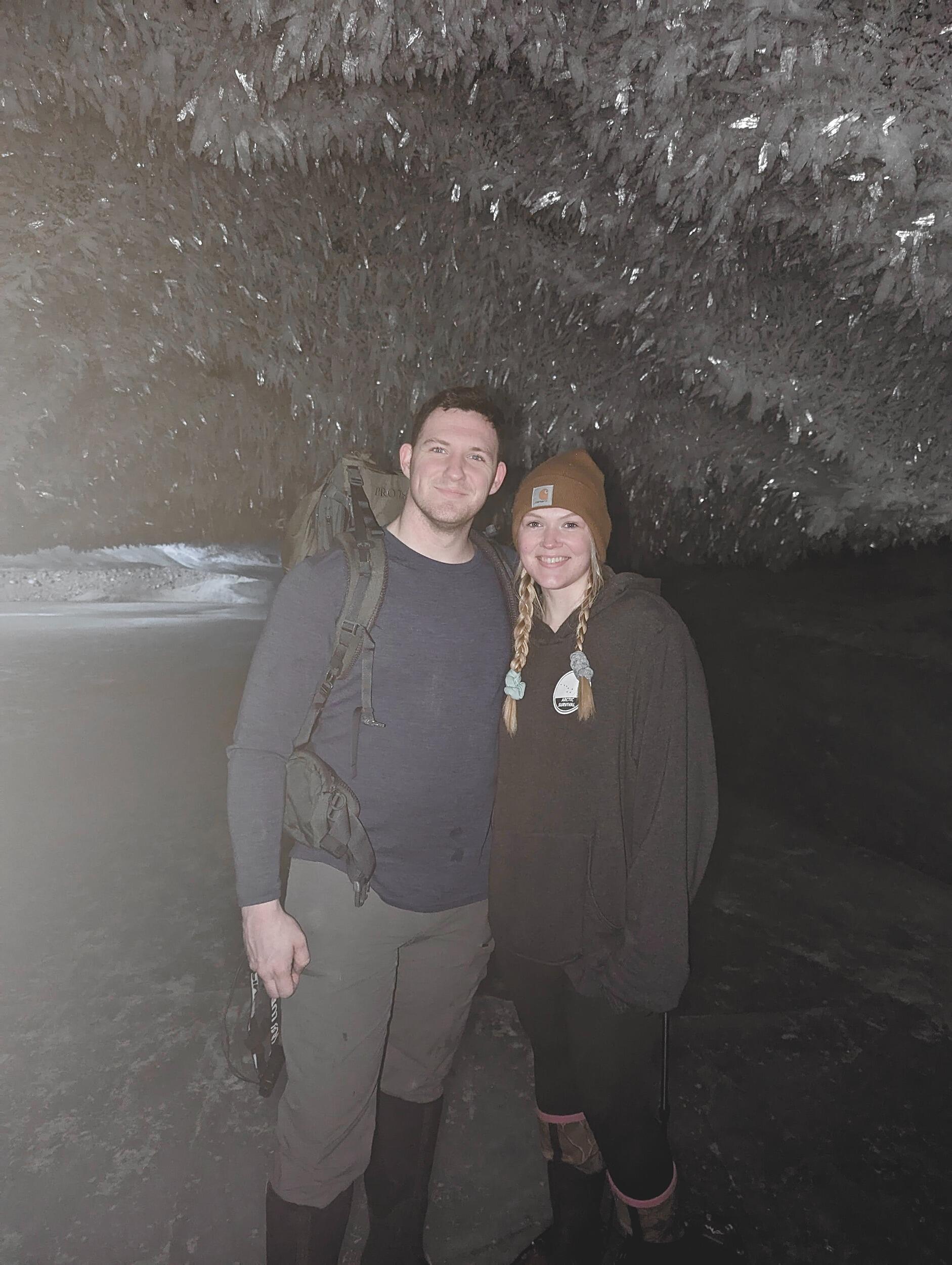 One year as a couple! Crystal flew to Alaska to visit Alex over her spring break, and they explored a glacier.