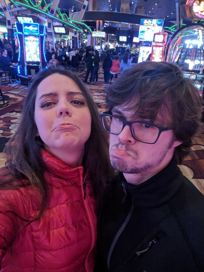 First time in Las Vegas  together. We should be happy, this was the first time our money lasted more than 3 hours gambling