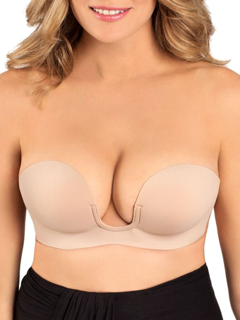 JUST BEHAVIOR Backless Adhesive Bra Backless Strapless Sticky Invisible  Push up Silicone Bra for Backless Wedding Dress Beige A Cup at   Women's Clothing store