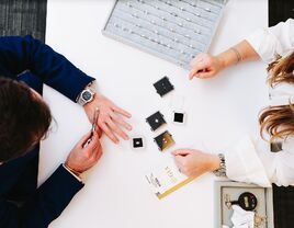 Man shopping for an engagement ring with a private jeweler