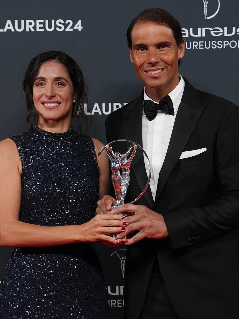 Rafael Nadal and his wife at award ceremony