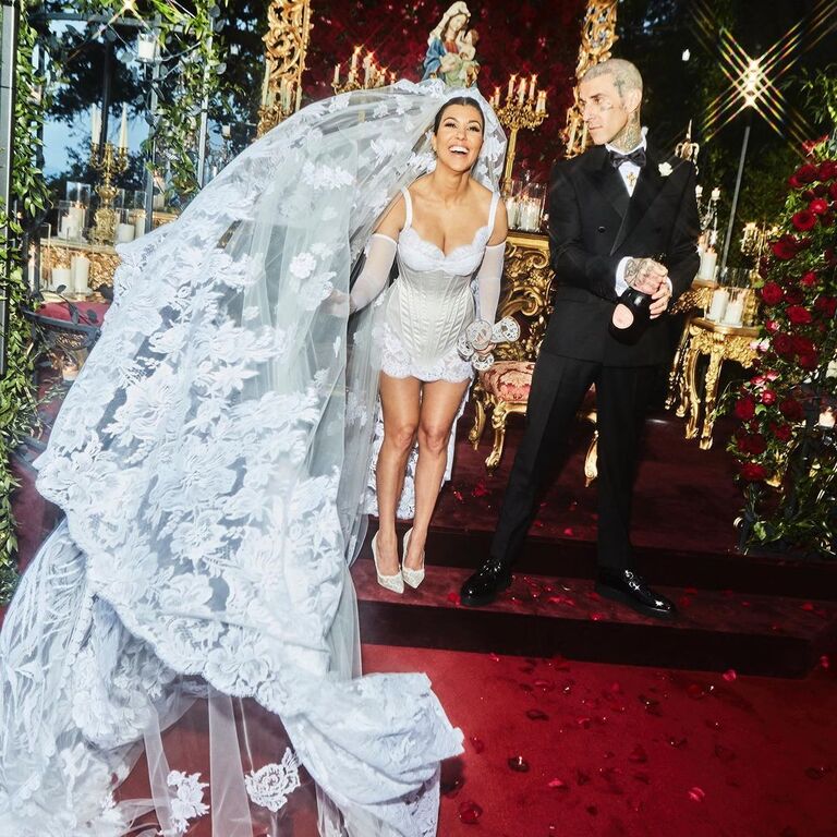 Kourtney Kardashian and Travis Barker on their wedding day