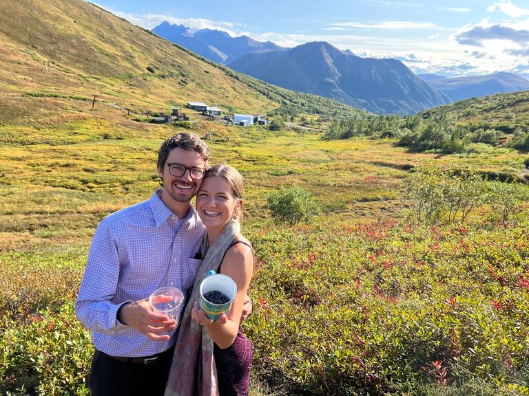 Berry picking even mid-Alaska-wedding!