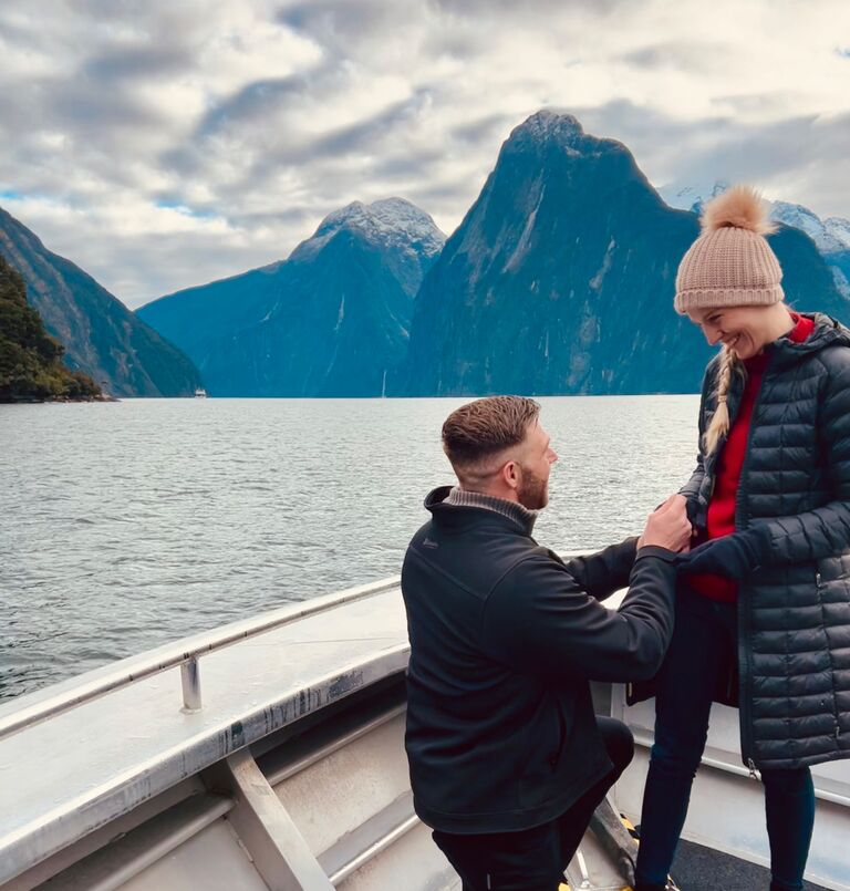 We got engaged at Milford Sound!