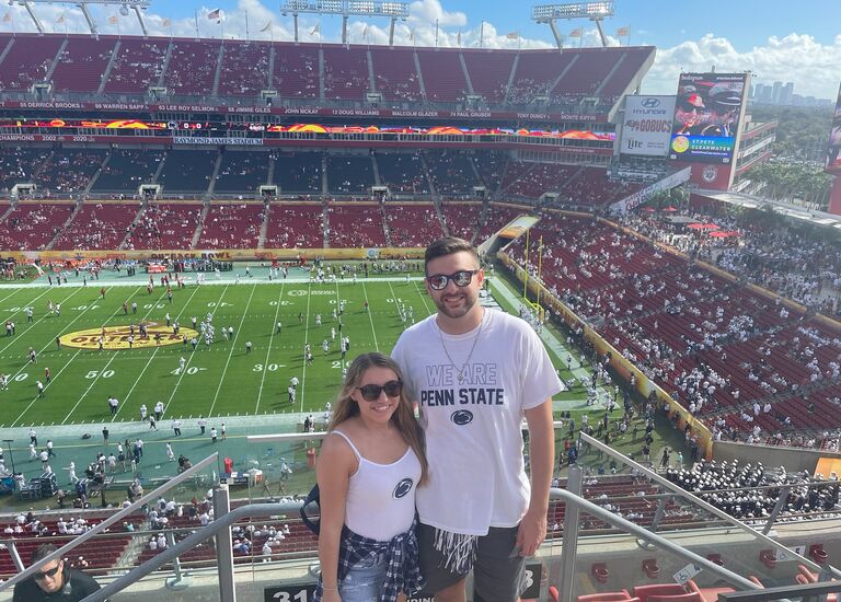 For New Years, Alex and Danielle went to visit Danielle's college roommate, also named Danielle, in Tampa! They had the best time and they went to see Penn State in the Outback Bowl!