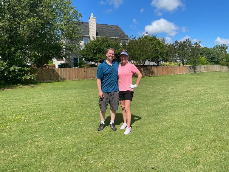 Birthday Golf in Front of Our House