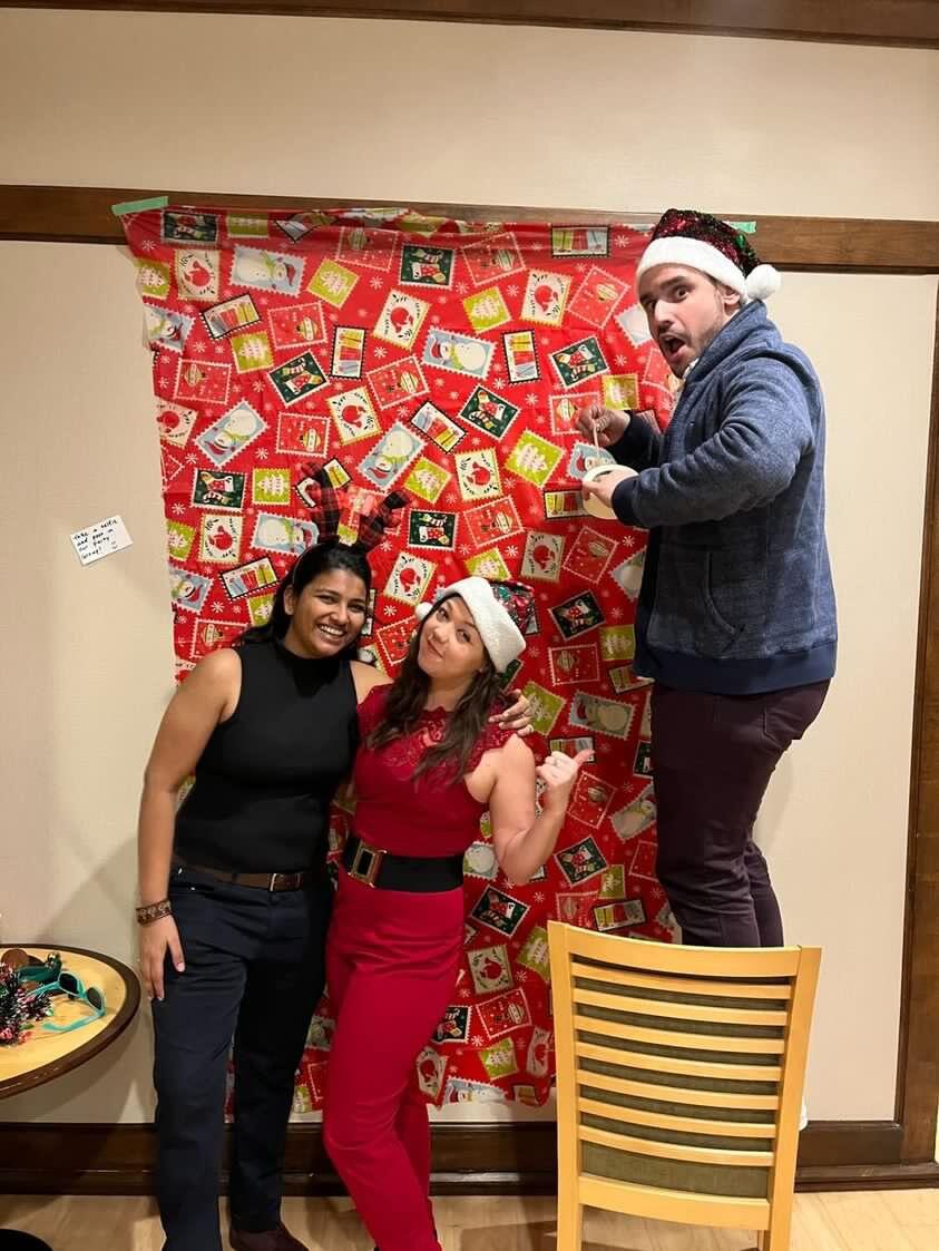 Their annual Christmas Party was born. Silly hats, mulled wine, and white elephants were enjoyed by all