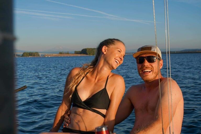 Sailing on the Columbia River with friends Stephen and Lissey.