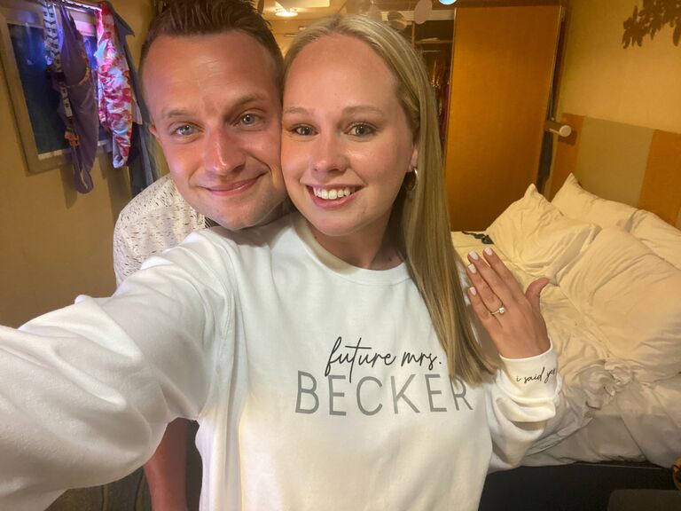 He popped the question, she said yes!