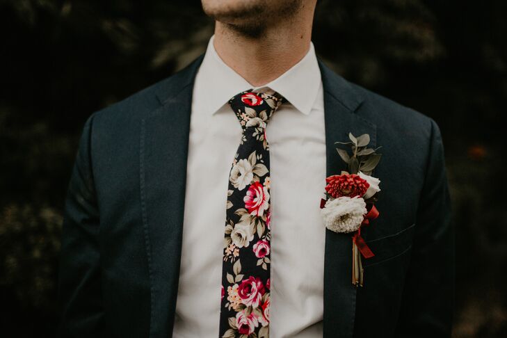 Wedding Attire Botanical Floral cotton tie and pocket square Groomsmen Gifts Florence