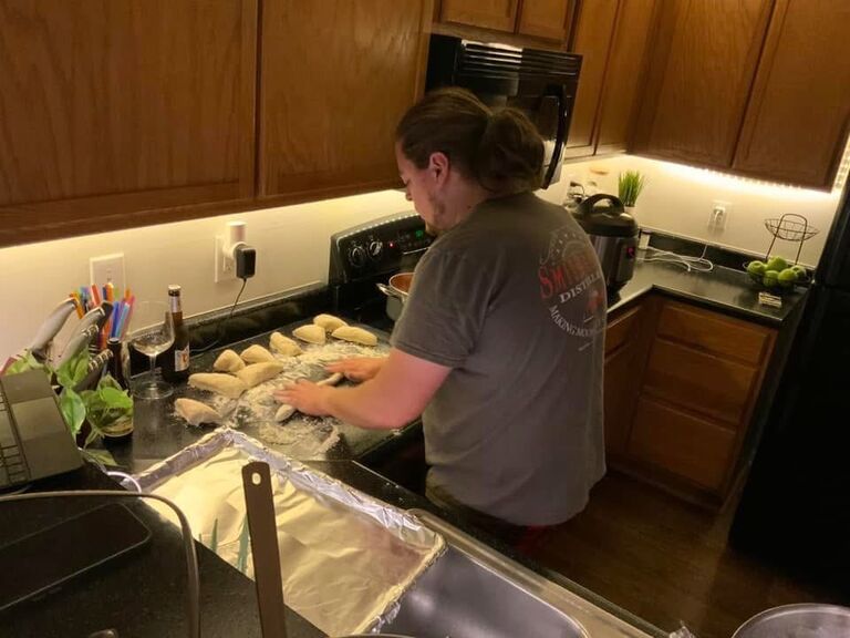 Making homemade pretzels 