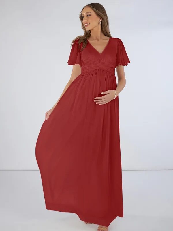 Chiffon maxi dress with flutter sleeves