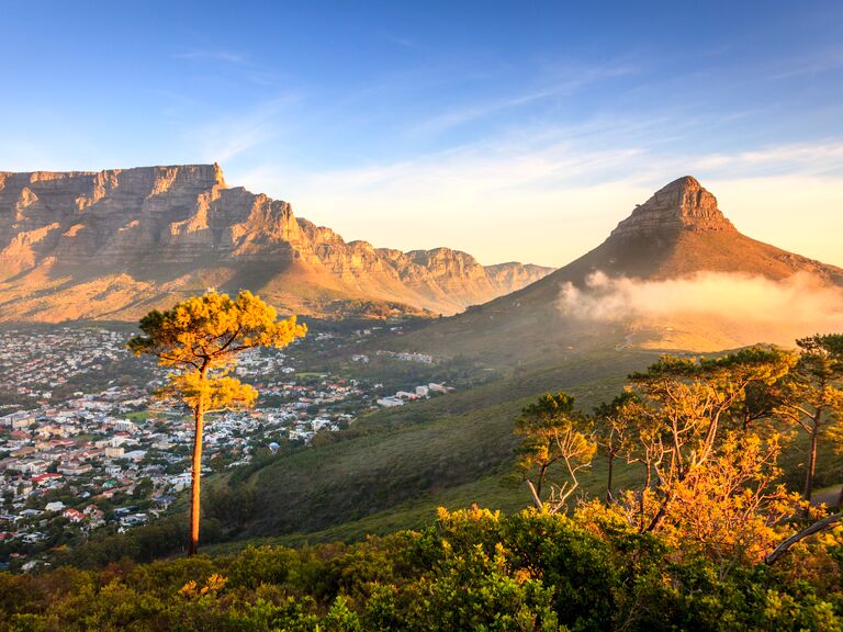 The sun rises over Cape Town, South Africa