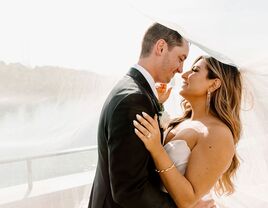 Kate Lagos and husband Adam Sutera's wedding portrait